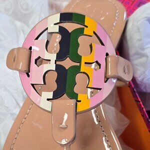 Tory Burch Miller Patent Leather Sandals Rainbow Style 64164